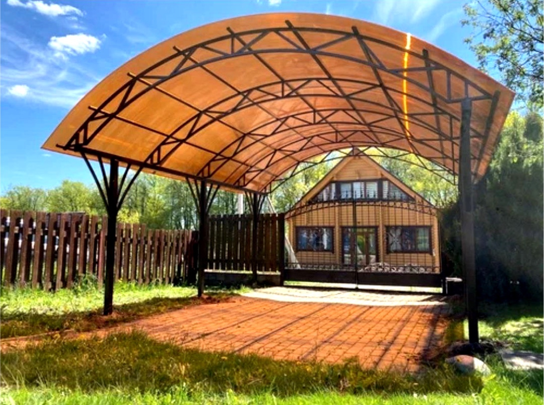 Современный навес пристроенный к дому «веранда»