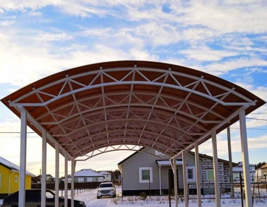 Современный навес пристроенный к дому «веранда»