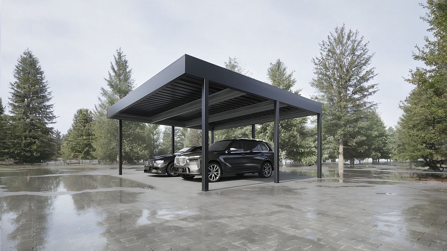 Современный навес пристроенный к дому «веранда»